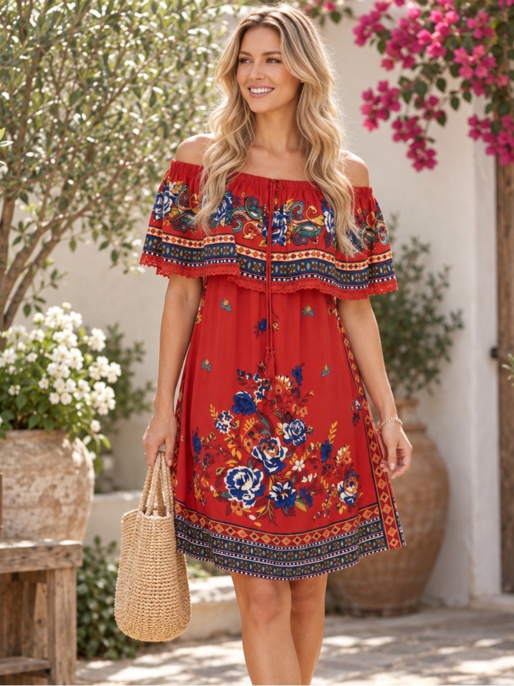 Flying Tomato Off-Shoulder Floral Mini Dress Size Small
